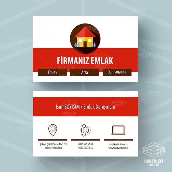 Kırmızı bant emlak kartvizit